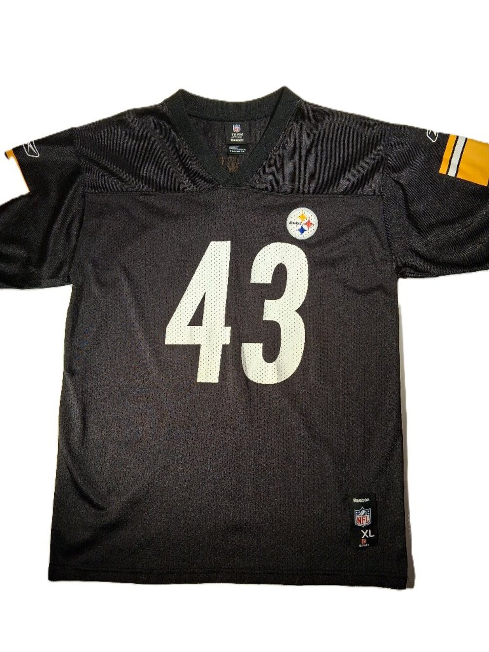 REEBOK Pittsburgh Steelers Troy Polamalu #43 Jersey  Youth XL  2007 Black  NFL